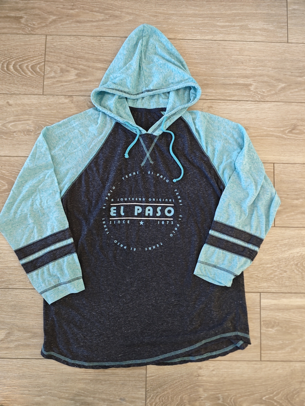 Men's Zip-Up Raglan Hoodie - Aqua & Charcoal